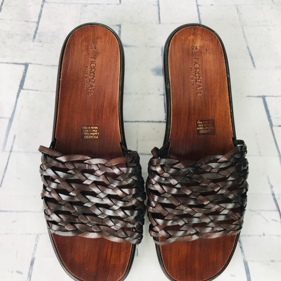 FIORENZATO PICASSO Made Italy Leather Slides EUC - Picture 3 of 8